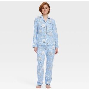 Women's Floral Vines Long Sleeves & Pants Pajama Set Blue  Roller Rabbit XXS nwt